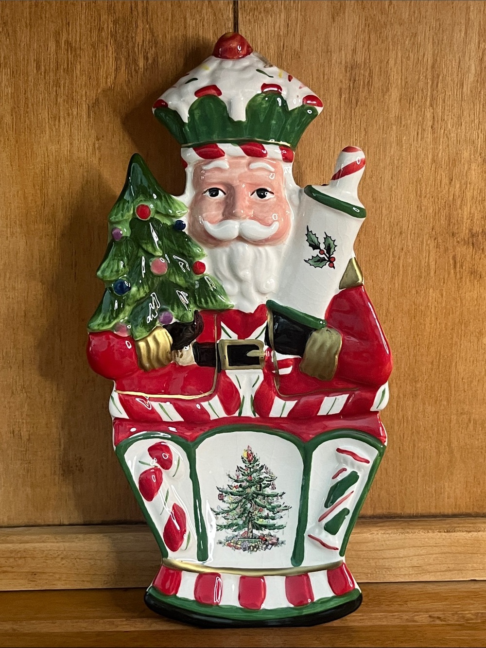 Spode- Christmas, Peppermint Nutcracker Spoon/Spatula Rest- Shelf Display Plate